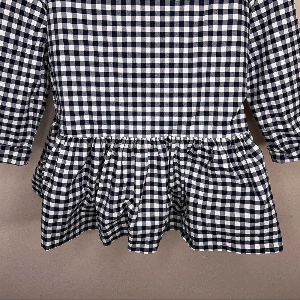 Small Victoria Beckham For Target Gingham Blue White Plaid Ruffle Preppy Cotton
